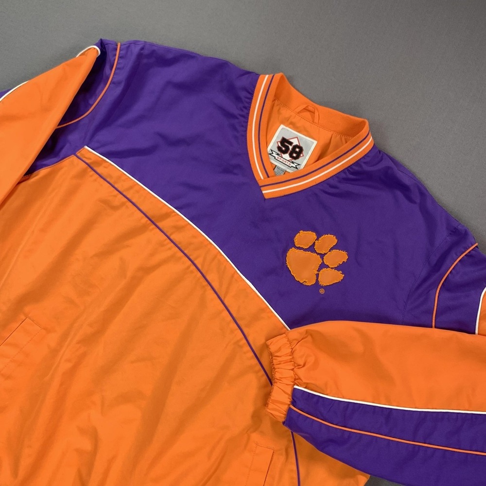 Clemson‎ Tigers Jacket Mens 2XL Orange Purple NCAA Football 58 Sports Pullover